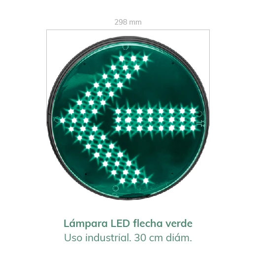 12L-IND-FV - Lámpara LED Flecha Verde, Uso Industrial, 30 cm diámetro (12")